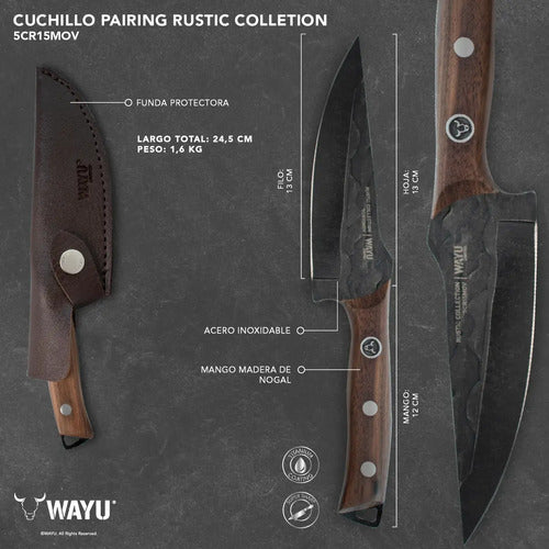 Cuchillo Pairing Wayu con Funda Rustic Collection + Grabado