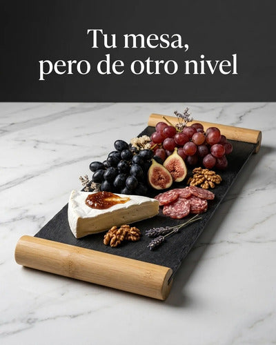 Tabla Piedra Pizarra Wayu 40cm Liso Negro