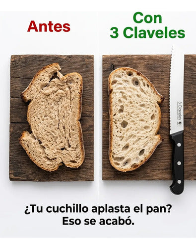 Cuchillo Panero 20cm 3 Claveles Sierra Reposteria + Grabado Personalizado