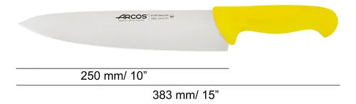 Cuchillo Carnicero Arcos 25cm Amarillo Serie 2900 + Grabado Personalizado