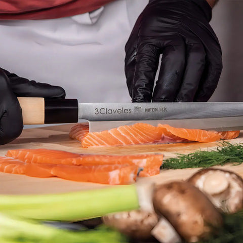 Cuchillo Yanagiba 3 Claveles Nipon hoja larga pescado