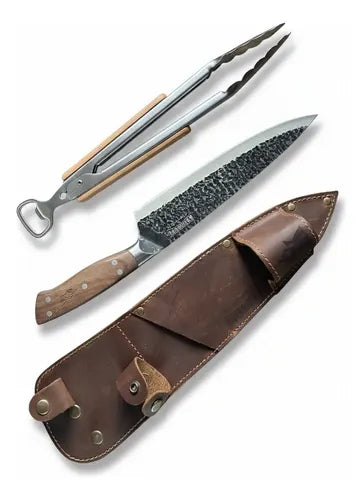 Set Cuchillo Curacaví + Tenaza Kangkawe con Funda de Cuero al Cinto + Grabado