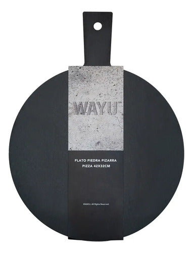 Plato Piedra Pizarra Pizza Wayu 42x32cm Negro