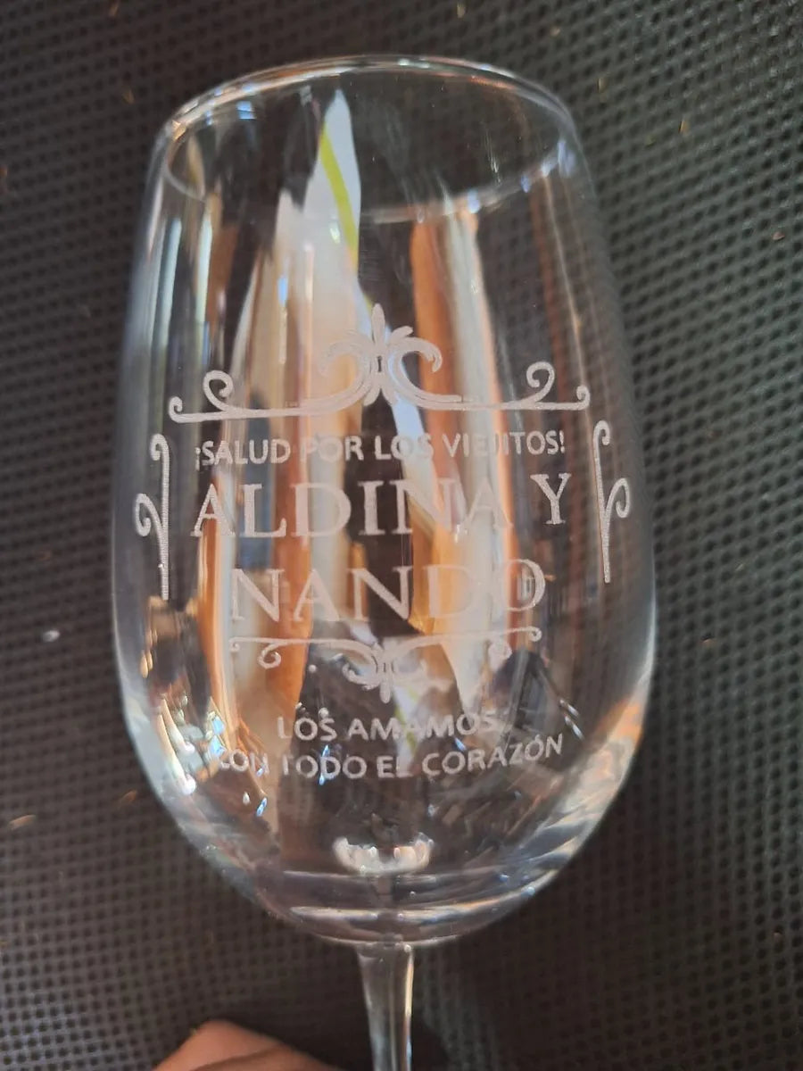 Set 6 Copas de Vino 360 Grabado Láser Personalizado