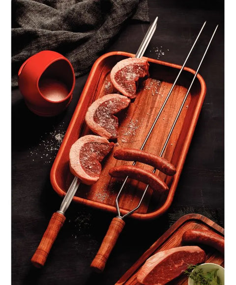 Pincho Anticucho Doble Acero Inoxidable 75cm Tramontina Asado