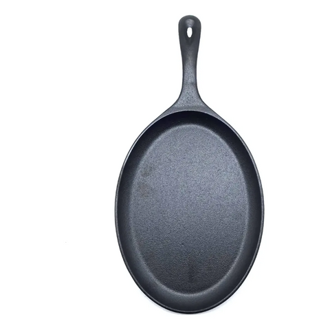 Sartén Ovalado Hierro Fundido Con Base Madera
