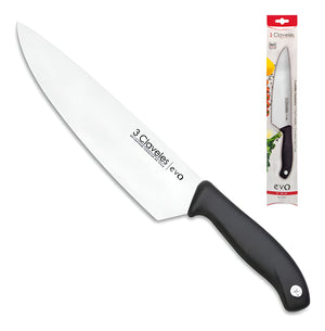 Cuchillo Tres Claveles Cocinero Evo 20 Cms 1357 Color Negro + Grabado Personalizado