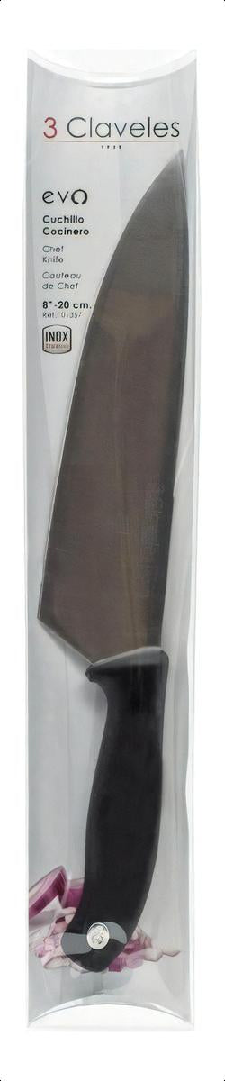 Cuchillo Tres Claveles Cocinero Evo 20 Cms 1357 Color Negro