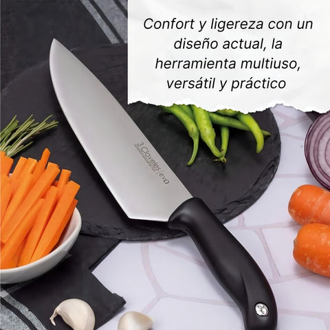 Cuchillo Tres Claveles Cocinero Evo 20 Cms 1357 Color Negro