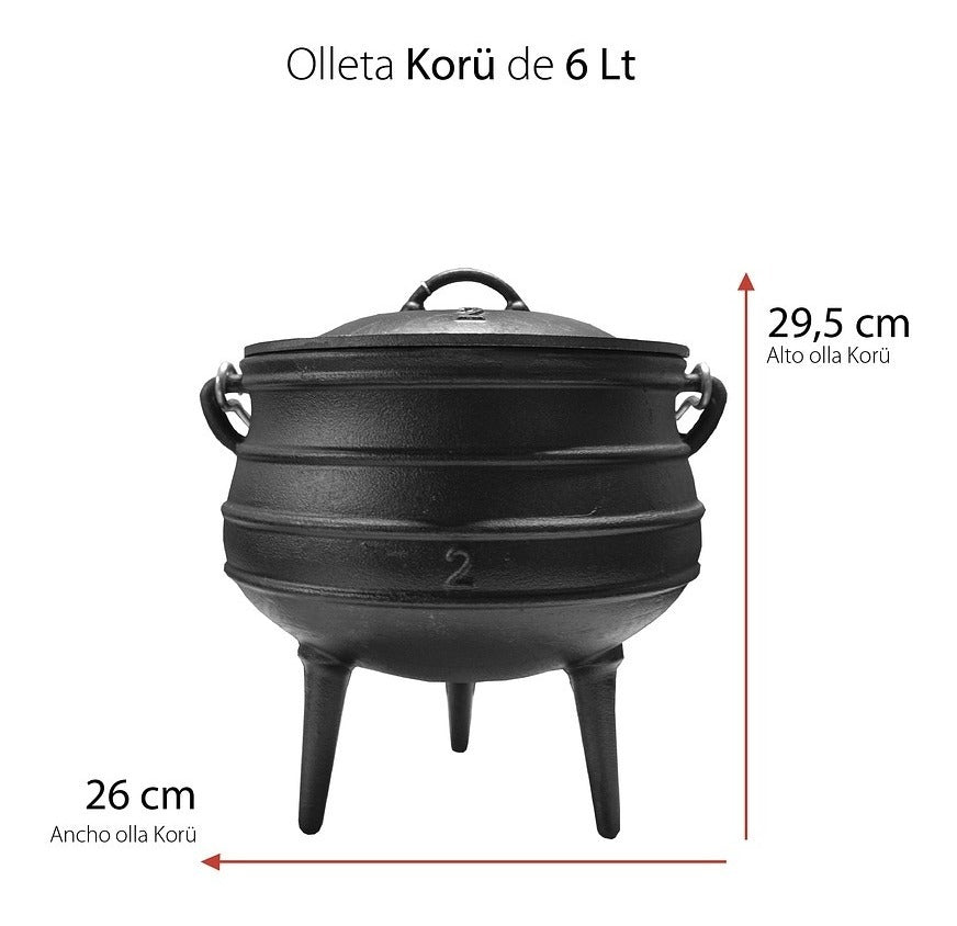 Olleta  De Fierro Fundido  #2 - 6 Litros Casa Y Quincho