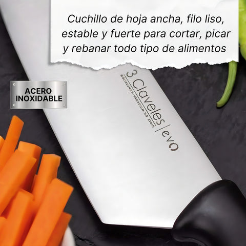 Cuchillo Tres Claveles Cocinero Evo 20 Cms 1357 Color Negro