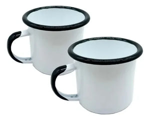 Set Vintage De Tazas Enlozadas 400ml Pack X2 Casa Y Quincho