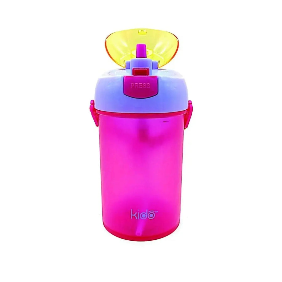 Botella Infantil Kido 250 ml con Bombilla y Correa Rosa
