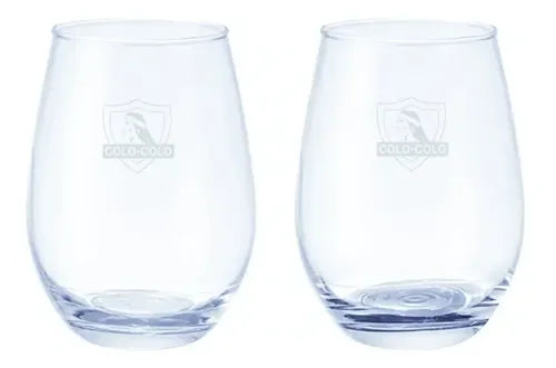 Set 2 Vasos Glasso Colo Colo Premium Bar Quincho Bbq Cristal