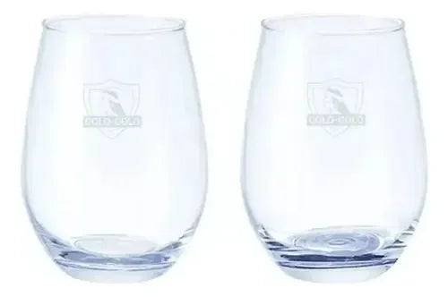 Set 2 Vasos Glasso Colo Colo Premium Bar Quincho Bbq Cristal
