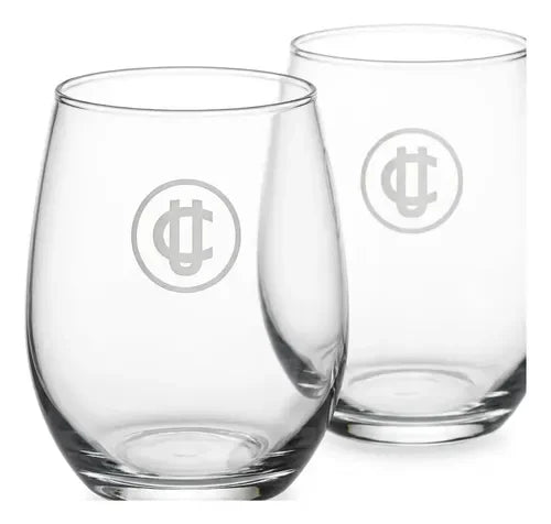Set 2 Vasos Glasso U. Católica Premium Bar Quincho Bbq Cristal