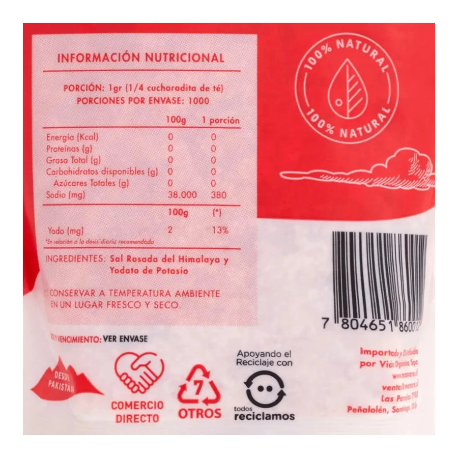 Sal Rosada del Himalaya Gruesa Manare 1 kg
