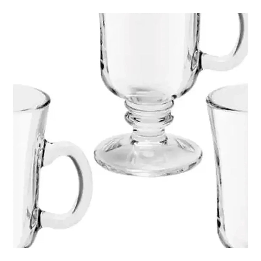 Set 4 Tazas de Vidrio con Pie 240 ml para Capuccino y Té