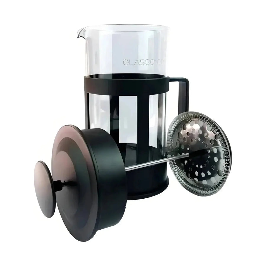 Prensa Francesa Glasso 1 Litro Negra Vidrio Borosilicato