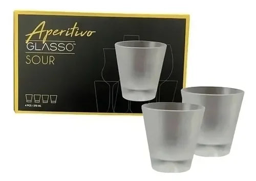 Set 4 Vasos Pisco Sour Vidrio 270ml Apto Lavavajillas Glasso