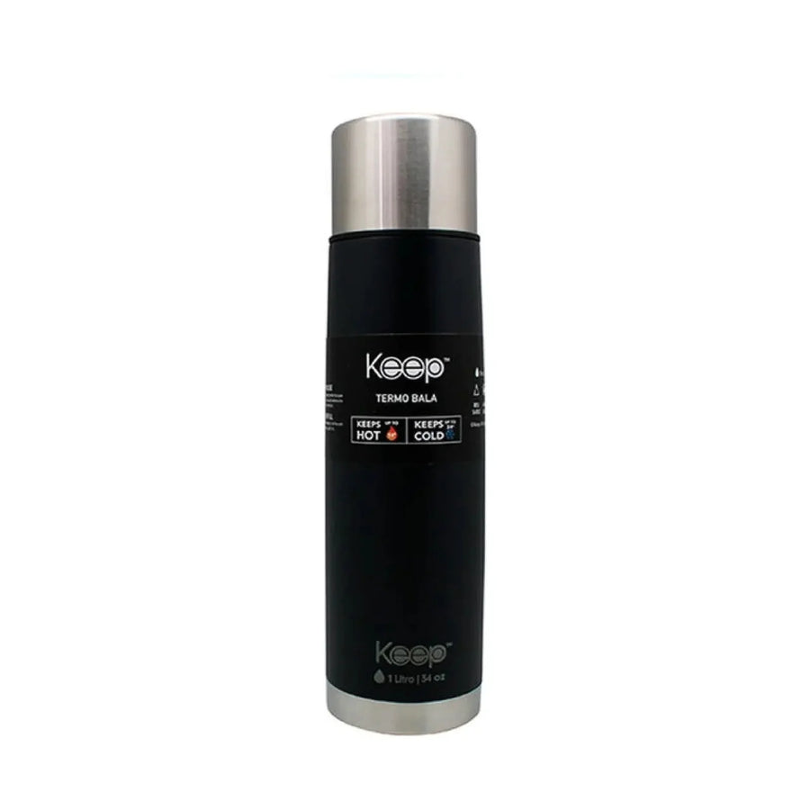 Termo Bala Keep 1 L Negro + Grabado Personalizado