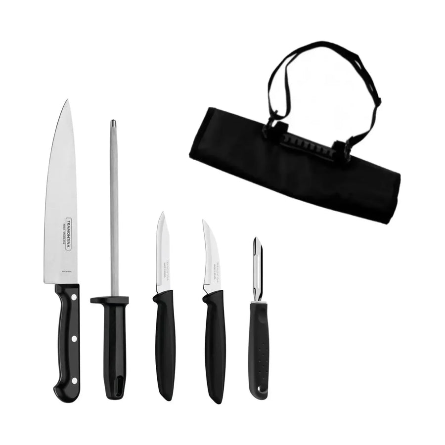 Set Cuchillos Tramontina Gastronomia Inacap Sto. Tomas Duoc Rojo