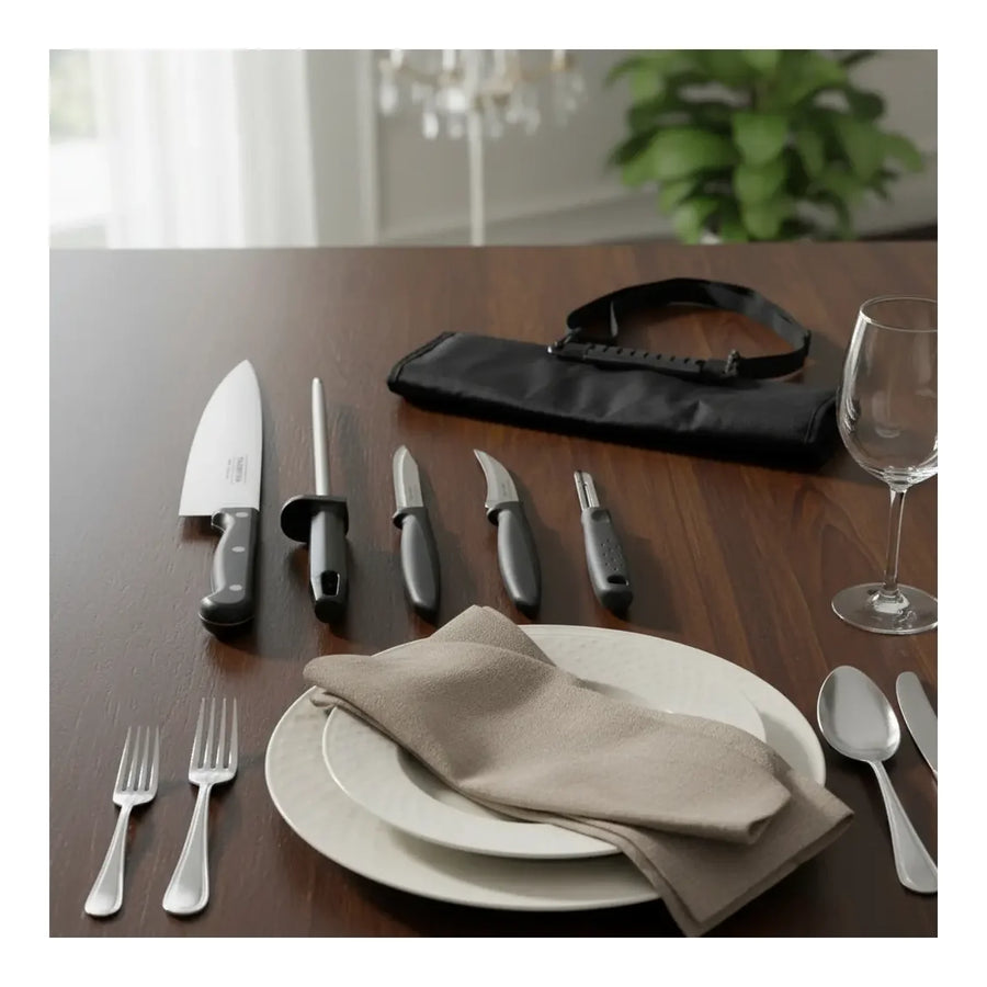 Set Cuchillos Tramontina Gastronomia Inacap Sto. Tomas Duoc Rojo