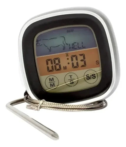 Termómetro Digital Para Carnes Asado Parrilla Ahumado Bbq Plateado