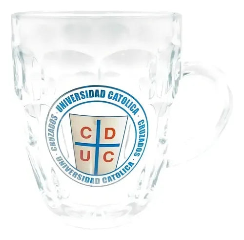 Vaso Cervecero Vidrio 580ml U Católica Fanatikos Cerveza Bar Blanco