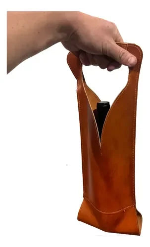Porta Botella De Vino De Cuero Para Regalo + Grabado Láser Café