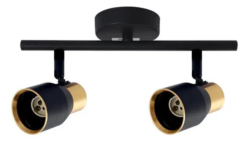 Aplique 2 portas GU10 negro y dorado