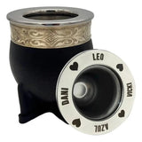 Mate Imperial Negro Alpaca Cincelado Interior Inoxiable + Grabado