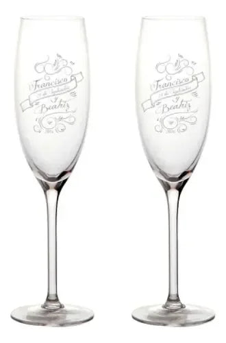 Copa De Espumante Personalizada Boda Aniversario Pack X6 Transparente