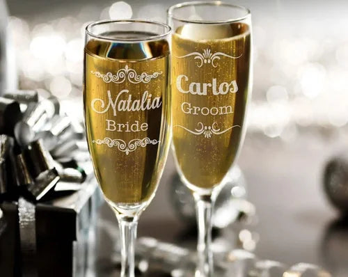 Copa De Espumante Personalizada Boda Aniversario Pack X6 Transparente