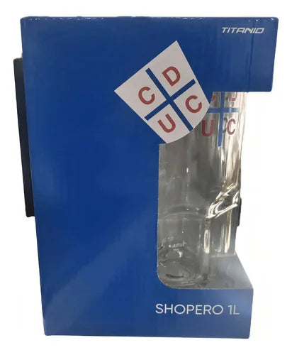 Vaso Cervecero Vidrio 1 Litro Universidad Católica Titanio Shopero