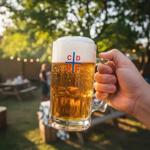 Vaso Cervecero Vidrio 1 Litro Universidad Católica Titanio Shopero