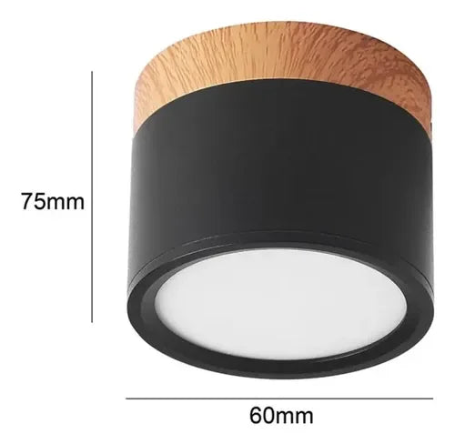 Panel LED Sobrepuesto 7W Negro y Madera - foto 2
