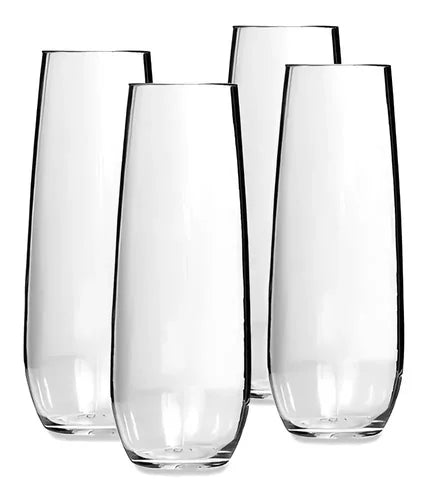 Set 4 Vasos Champagne Espumante Vidrio 280ml Glasso