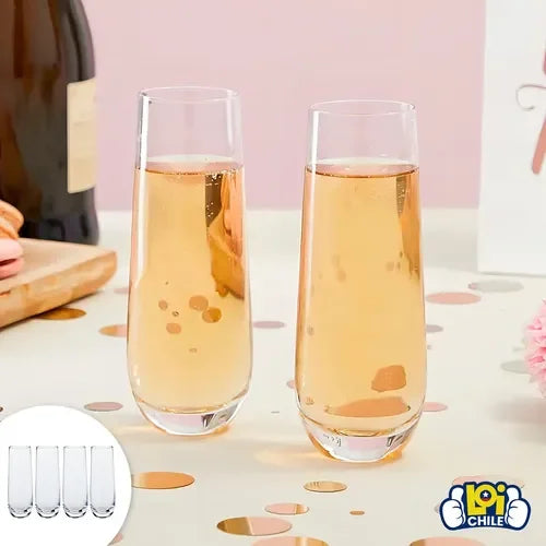 Set 4 Vasos Champagne Espumante Vidrio 280ml Glasso