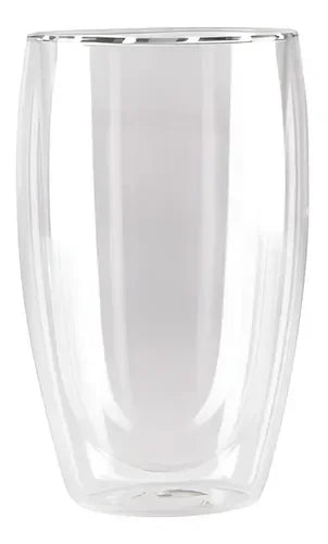 Set 2 Vasos Vidrio Doble Pared Transparente 473 Ml Para Café Glasso