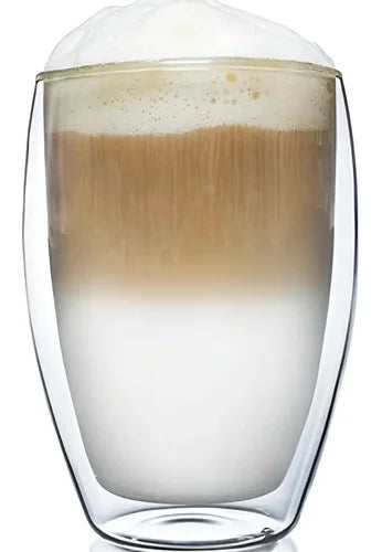 Set 2 Vasos Vidrio Doble Pared Transparente 473 Ml Para Café Glasso