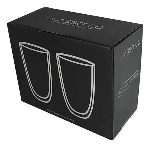 Set 2 Vasos Vidrio Doble Pared Transparente 473 Ml Para Café Glasso