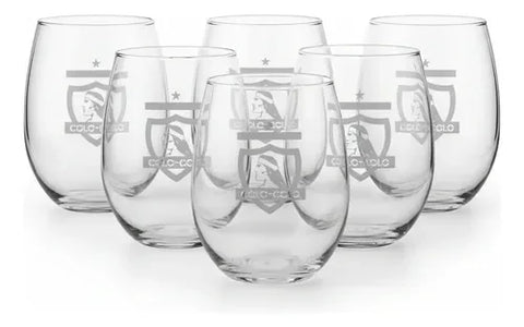 Pack X6 Vaso Copa De Vino / Cerveza Colo Colo 470ml Blanco