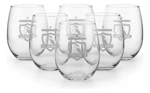 Pack X6 Vaso Copa De Vino / Cerveza Colo Colo 470ml Blanco