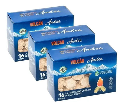 Set 3 Iniciador De Fuego Volcán Parrilla Carbón Leña Asado