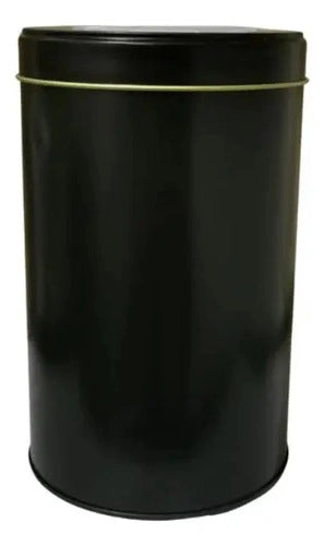 Lata Yerbera Cinlíndrica Negra Mate Matero + Grabado Laser Negro