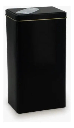 Lata Yerbera Rectangular Negra Mate Matero + Grabado Laser Negro