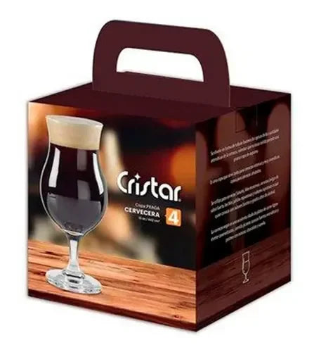 Set De 4 Copas Cervezera Praga Caja Transparente