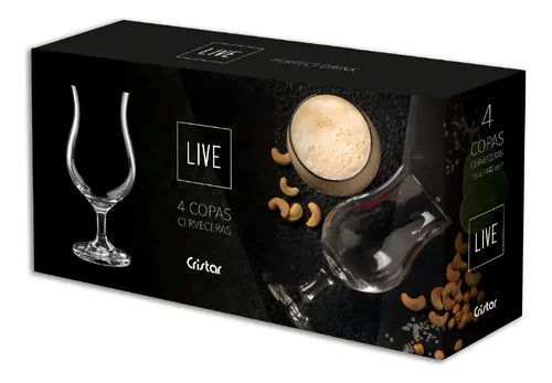 Set De 4 Copas Cervezera Praga Caja Transparente