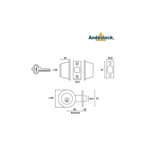 Cerrojo de Seguridad Andeslock AX70-AI Color Aluminio